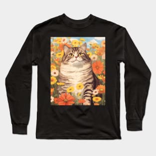 Feline Garden Delight: Cats Amongst a Bouquet of Blooms - Sheppy Long Sleeve T-Shirt